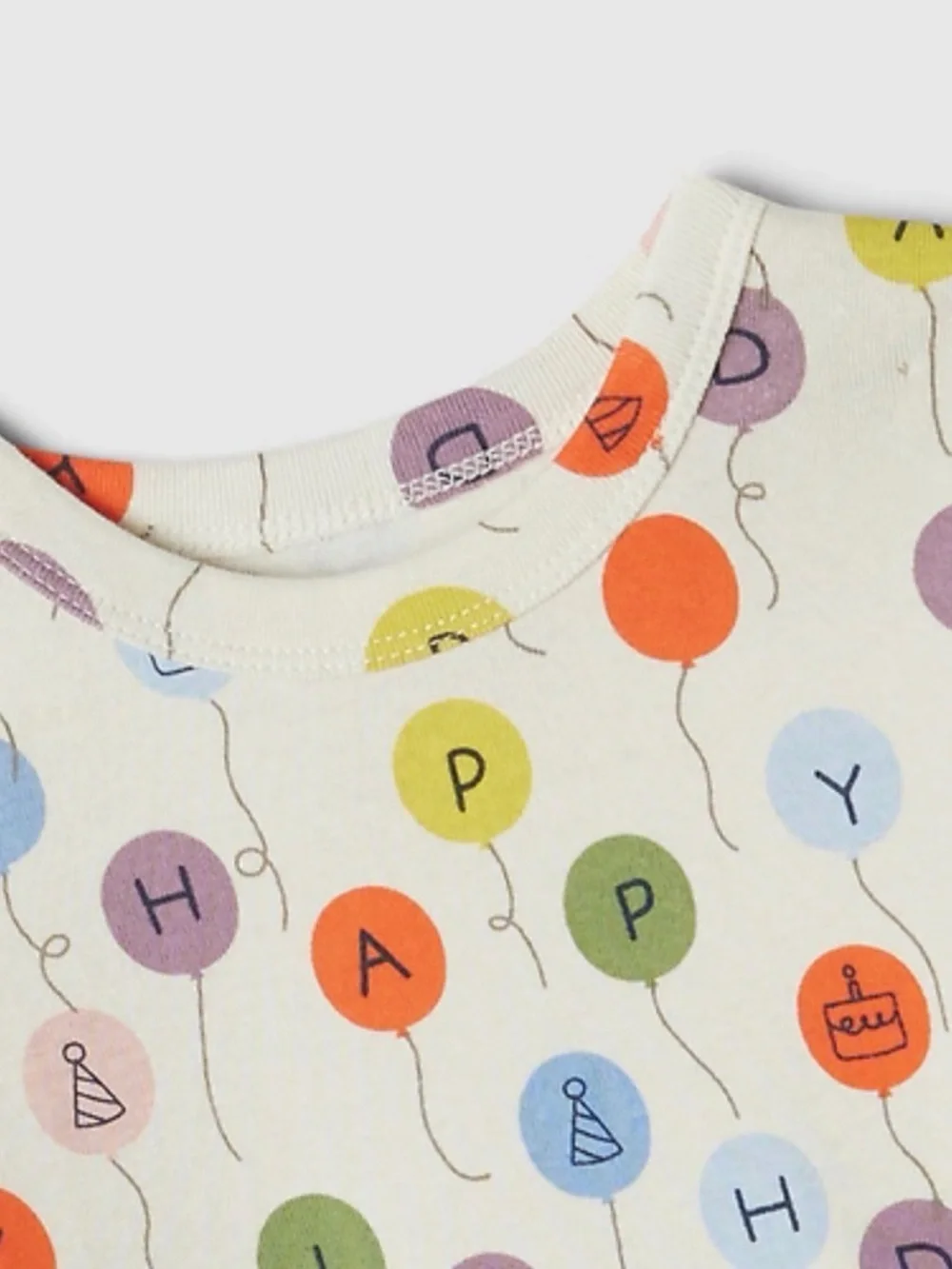 Gap 100% organic cotton Kids Balloon happy birthday Long-Sleeve Pajama Set NEW - Picture 2 of 3